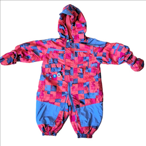 Gagou Tagou Baby Snowsuit 6M Red Gray Winter Suit Mid Season